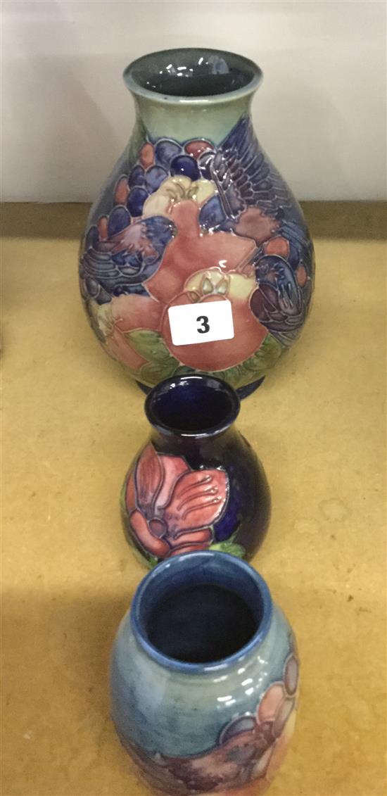 3 Moorcroft vases